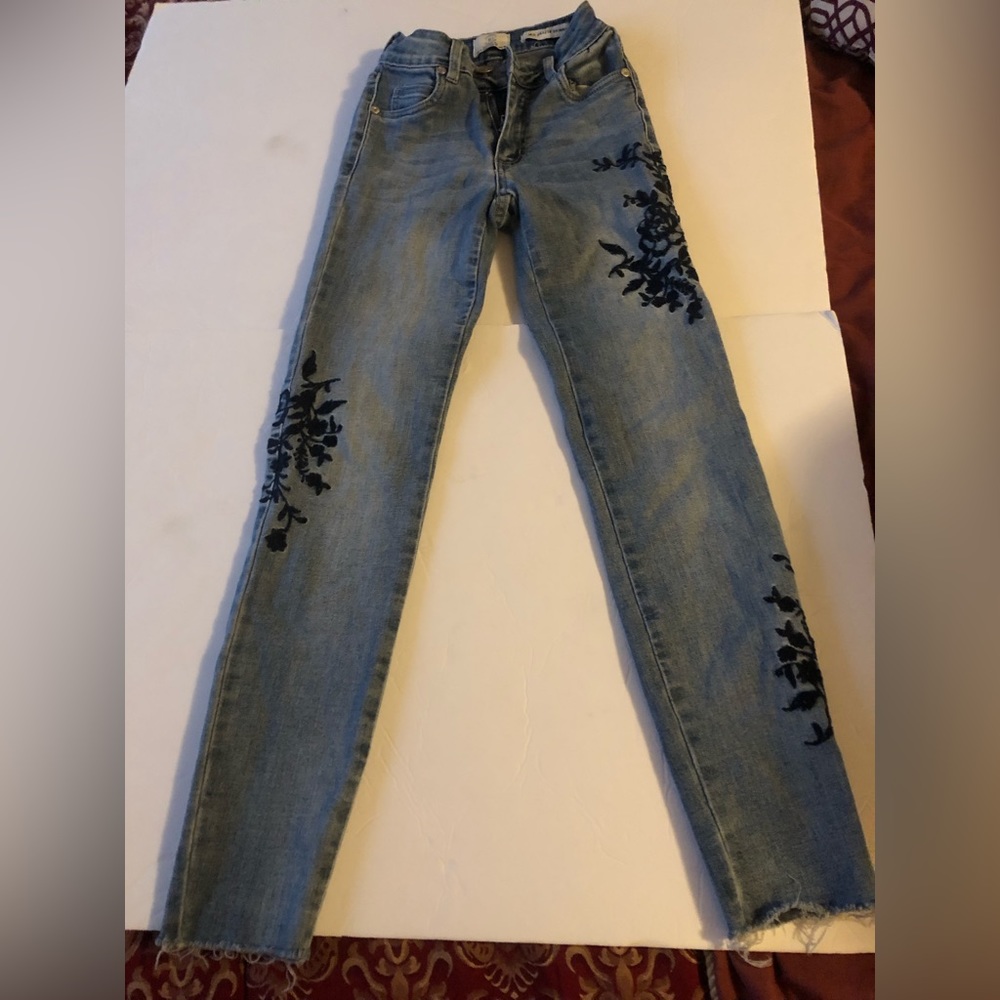 Blue Denim floral stitch (used) good condition
